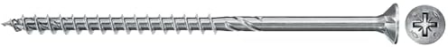 fischer PowerFast II CZP 5,0 x 90, Spanplattenschraube (100 Stk.) mit Teilgewinde, Senkkopfschraube mit Kreuzschlitz, Schraube für Holzverarbeitung, reduziert Einschraubwiderstand & Einschraubzeit