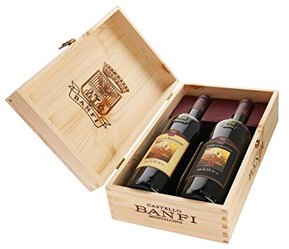 Cassetta da 2 bottiglie: Brunello e Rosso di Montalcino Banfi 0,75 L, Cassetta di legno