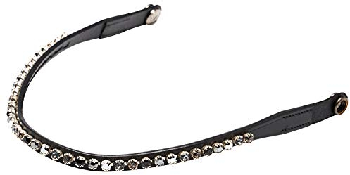 PresTeq Stirnriemen ShineBright für Trense FaySport echte Swarovski-Kristalle (Warmblut, Schwarz/Schwarz)