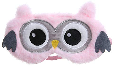 Dodheah Schlafmaske Kinder Frauen Mädchen Augenmaske 3D Süße Einhorn Plüsch Schlafmasken für Reisen Nickerchen Nacht Rosa Eule