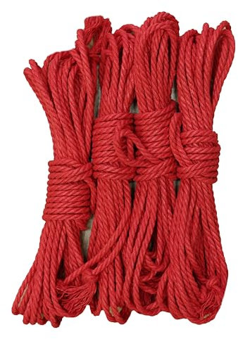 Seilprofi - Shibariseil Bondageseil Hanfseil, rot, 5,5 mm, 4X 8 m - fesselfertig