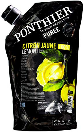 Food-United ZITRONEN PÜREE Zitrus-Frucht-Püree von Ponthier 2x 1KG für Smoothie-Bowl-Sorbet-Eis-Cocktail-Saft-Schorle aus ausgewählten Früchten höchster Qualität