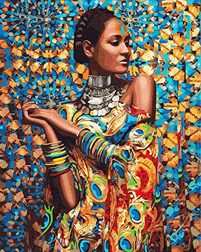 ARTNAPI Malen nach Zahlen Erwachsene mit Rahmen | DIY Handgemalt | Frau in farbigem Kleid | Kit für Anfänger und Erwachsene | Set inklusive Acrylfarben & Pinsel | 40x50cm Leinwand | Ideal als Geschenk