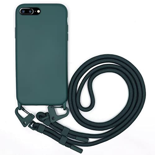 GoodcAcy Crossbody Lanyard Phone case for iPhone 6 Plus/iPhone 6S Plus, Silicone Phone Cover with Adjustable Necklace Strap Soft Belt Neck Cord Lanyard Shockproof Protective Case Green
