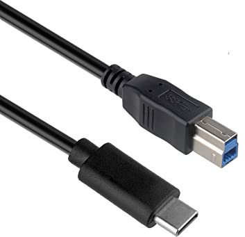 euroharry 100cm 1m USB 3.0 Druckerkabel USB B Stecker auf USB Typ C | Lade- und Datenkabel