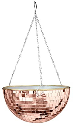ZhuiKun Jardinière Suspendue Intérieur et Extérieur Boule Disco Pot de Fleurs Boule à Facettes avec Chaîne Vase Boule Disco Contenants de Plantes