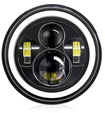 Shkalacar 7 Pouces Phare de Travail LED Voiture Moto Phare LED avec DRL/Clignotant/Feux de Croisement/Feux de Route 7 ''Phare Rond 6000K 100W IP67 étanche