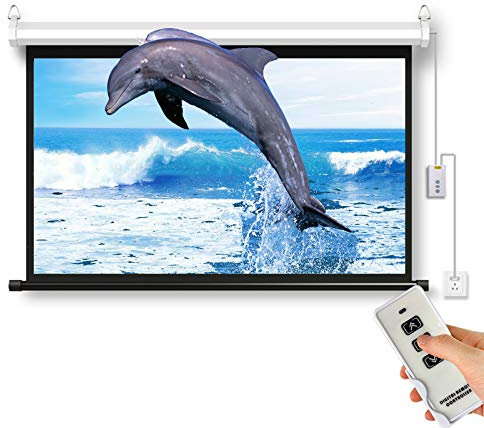 4:3 60 Écran de Projection motorisé électrique Écran de Projection Portable Cône de visualisation à 160 ° pour cinéma Maison cinéma intérieur (télécommande)
