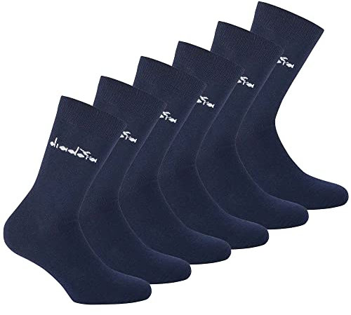 Diadora Unisex Socken, 6er Pack - Sportsocken, Baumwolle, Logo, einfarbig Dunkelblau 39-42