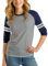Decrum Raglan Baseball-T-Shirts – weiches Sporttrikot mit 3/4-Ärmeln für Damen, Heather Grey & Navy Gestreiftes Raglan, X-Klein