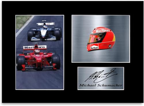 Michael Schumacher 7 Mal Weltmeister Poster, signiertes Foto, Passepartout, A4