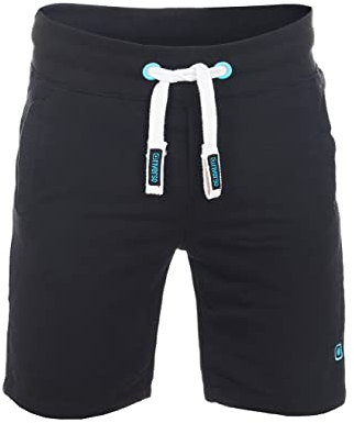 riverso Herren Sweat Short RIVMoritz Kurze Sweatshorts Bermuda Sommer Sport Shorts Baumwolle Schwarz L, Größe:L, Farbe:Black-Tropical Turquoise (64011)