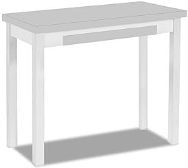 ASTIMESA - Mesa de Cocina Tipo Libro con Cajón - Mesa con Tapa de Madera Laminada en Color Gris - Estructura Madera Laminada Blanca - Mesa Extensible de 80 x 40 cm a 80 x 80 cm