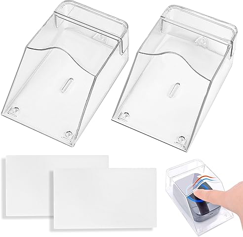 QKFON Transparente Türklingelabdeckung, 2 Stück Türklingel Schutzhülle Outdoor Transparent Wasserdicht Kabellose Türklingel Abdeckung Wandhalterung Sender Klingelzubehör 11 x 6 x 5 cm