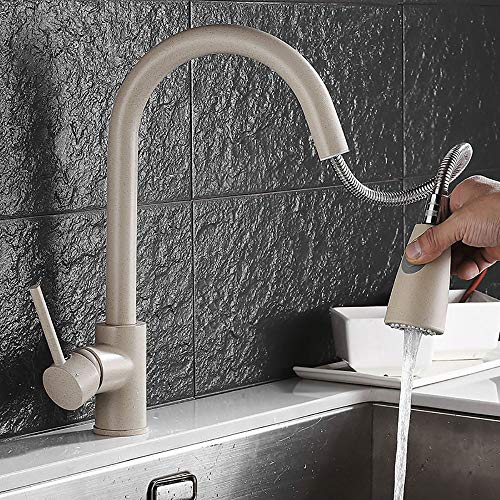 Grifo de cocina giratorio 360°, grifo de lavabo extensible para encimera, grifo de ahorro de agua, de acero inoxidable, boquilla en U, agua con gas con 2 funciones, mango único