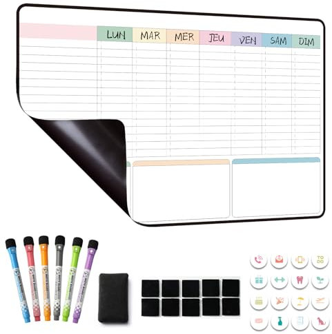 MCCORL Pizarra blanca Semainier Calendier magnetique Nevera,Tabla de tareas