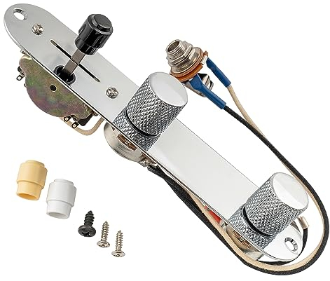 Musiclily Pro T-Style E-Gitarren Kabelbaum Elektronik Pre-wired Wiring Harness Kit für Import Tele Style E-Gitarre mit 3-Wege Schalter und 250K Potis, Chrom