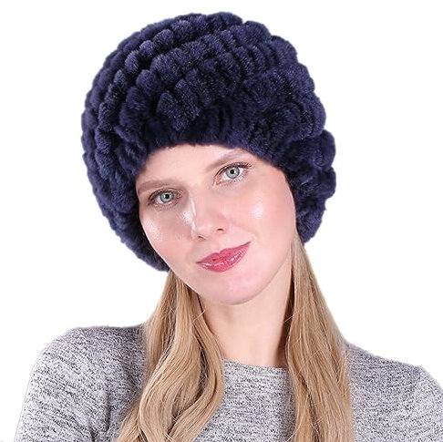 ISAKEN Damen Fellmütze Pelzmütze Faux Fuchs Warm Weich Pelz Mütze Herbst Winter Plüschmütze Eleganter Kunstfell Strickmütze Beanie Mütze Wintermütze Für Frauen Für Zuhause Reisen Skiwandern