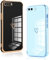 Vauki [2 Packs Coque pour iPhone 8 Plus/iPhone 7 Plus, Silicone Antichoc Housse, Étui avec Motif Coeur et Bordure Dorée pour iPhone 8 Plus, Noir et Bleu