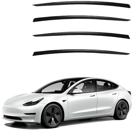 4PCS Car Wind Deflectors Rain Deflectors for Tesla Model 3 MK1 2017 2018 2019 2020 2021 2022 2023, Visor Vent Shades Window Exterior Sun Rain Guard Deflector
