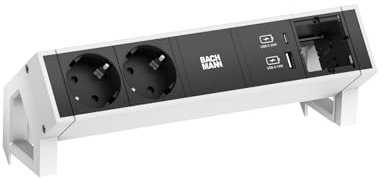 BACHMANN DESK2 2xSchutzkontakt USB A&C, USB Charger 22W 1xABD 0,2m GST18 weiss