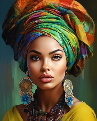 DIY Peinture par Numéros pour Adultes,Femme africaine,Peinture par Numéros Kits de Sur Toile,Peinture à l'huile par numéros,40x50cm