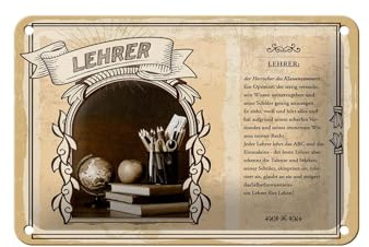 Femer Blechschild Berufe 18x12cm Lehrer Herrscher Klassenzimmers Schild
