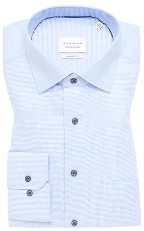 ETERNA Comfort Fit Hemd super Langer Arm New Kent Kragen Struktur hellblau Größe 43