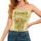 Segreto Damen Glitzer Pailletten Tube Top Sexy Ärmellos Y2K Bandeau Top Meerjungfrauen Trägerlos Lange Crop Top Gold