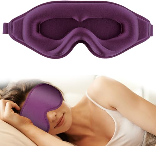 WLLHYF Schlafmaske aus Seide 3D-Stereo-Tiefschlaf-Augenmaske bequem verstellbar niedlich blockiert leichte Augenabdeckungen für Mann und Frau die die ganze Nacht schlafen (Lila)