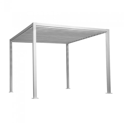 GRINDI IN THE GARDEN - Garten Pergola Pavillon Terrassendach Alu - Tasos 3x3m, Weiß - mit offenes Dach, Freistehender für Terrasse, Grillpavillon, Markise als Vordach