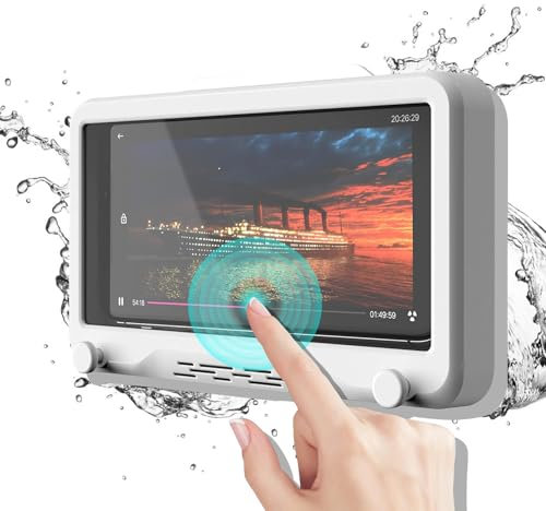 Étui Boîtier De Téléphone Étanche pour Mural, Support De Téléphone Étanche pour Salle De Bain, Support De Téléphone De Douche Étanche,pour Téléphone pour Salle De Bain, Miroir, Baignoire(Blanc)