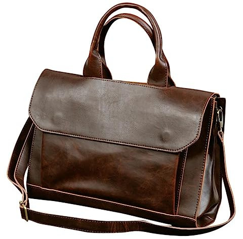 BELLIFFY PU Aktentasche Tragbare Laptop Tasche Business Umhängetasche Portfolio Bag Kaffee Farbe Stylische Und Praktische Tasche Für Büro Und Freizeit