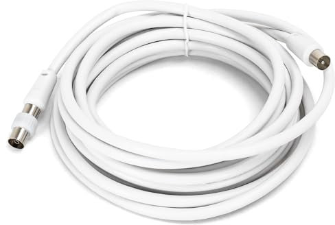 Blendend Cavo TV RG6U da 5 m, connettori maschio a maschio, ideale per trasmissione di segnali TV via cavo e collegamento a dispositivi.