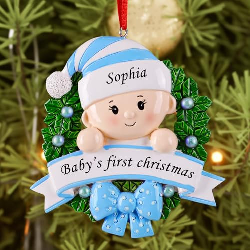 ALBK Personalised Baby's First Christmas Bauble - Custom Tree Decoration, Christmas Ornaments with Name, Xmas Gifts for Kids, Girls, Boys, Toddler, New Baby