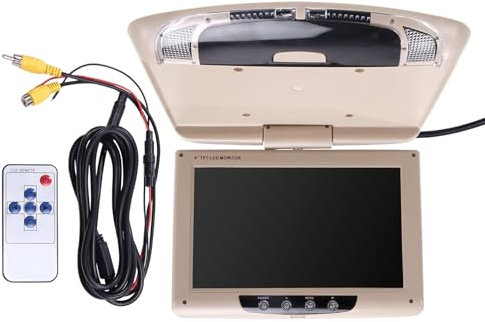 Sefdrert Monitor da tetto per auto con schermo a cristalli liquidi Flip Screen Top Multimedia Video Display montato sul tetto del soffitto, display da soffitto per auto beige