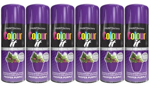 SDMAX Purple Gloss Aerosol Spray Paint, Durable And Gloss Finish, Non-Cracking, Quick-Drying, Easy To Use, Lightweight And Portable, Interior & Exterior Use, 250ml (6PCS)
