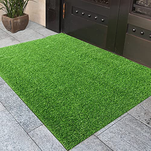 Kunstrasenteppich mit hoher Dichte, für drinnen und draußen, rutschfest, für Garten, Rasen, Terrasse, Haustierrasen, natürlich aussehende Fußmatte, Eingangsmatte, 78,7 x 119,4 cm, 0,7 cm dick