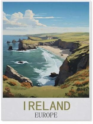 1000-Stück Puzzle Für Erwachsene Und Kinder-Papier Puzzle，Irland Europa Vintage-Reiseplakate，Familie Interaktive Spiele Große Ferien Freizeit（38x26cm）-CP58