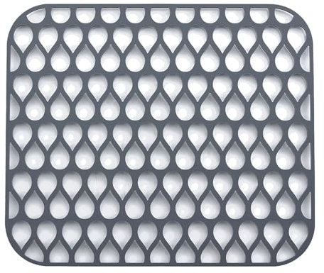 iAnomla Tapis D'évier en Silicone, 34 X 30 cm, Pliable et Antidérapant, pour évier de Cuisine, Tapis de Protection pour Le Fond de L'évier, Tapis D'égouttage pour La Vaisselle et Les Verres - Gris