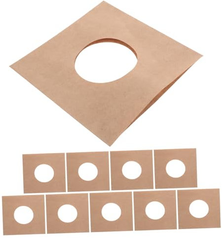 ULDIGI 10pcs 7-inch Kraft Paper Vinyl Record Inner Sleeves with Holes 120gsm Brown Paper Covers for Vinyl Record Protection and Album Storage in