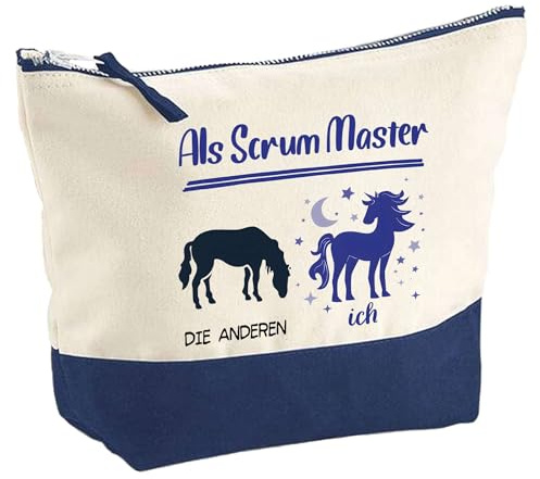 Große Kosmetiktasche Scrum Master Einhorn - Kultur- & Reisetasche, originelles Geschenk zum Ruhestand, Abschied oder Geburtstag für Kollegen