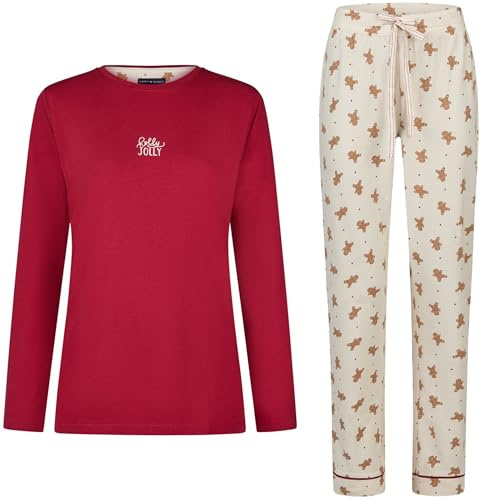 Happy Shorts Damen Flanell Pyjama Schlafanzug Homewear Xmas Offwhite