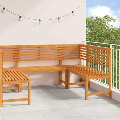 Tonture Gartenbank Set 5-TLG Braun Akazie Massivholz, Outdoor Sitzgruppe für Terrasse Balkon, Wetterfestes Akazienholz Gartenmöbel, Rustikale Optik