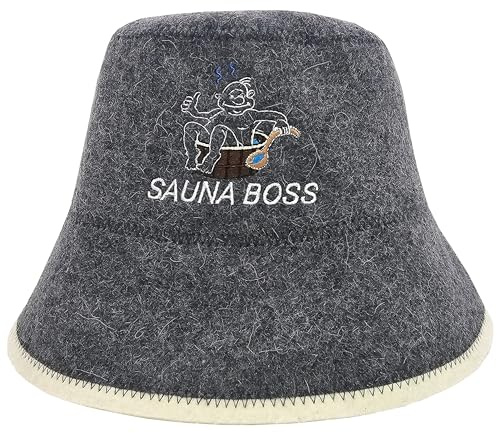 PRINZEPS Sauna Boss - Cappello da sauna da uomo, perfetto in 100% feltro, cappello da sauna, cappello da uomo