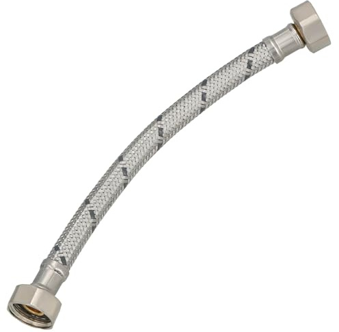 KOTARBAU® Flexschlauch 1/2“ x 1/2“, Wasserschlauch, Panzerschlauch 20 cm | Anschlussschlauch für Armatur, Schlauch Für Wasserhahn, Edelstahlummantelt, Silber
