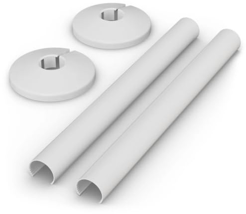 UK Radiators Snap On Radiator Pipe Covers 200mm x 18mm - 2 Pack Pipe Sleeve | White Finish - 2 Pack Pipe Sleeve & Collar Included - Two Piece Snap Fit Plastic for 15mm Pipes, Easy Installation