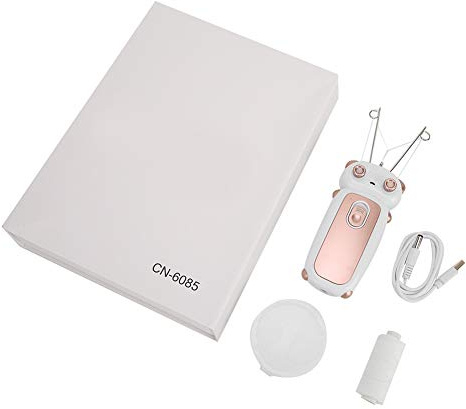 Epilatore elettrico con epilatore con filo di cotone per viso, gambe, braccia, utilizzo delicato e indolore, ricarica USB in nero, bianco o oro rosa (Oro rosa)