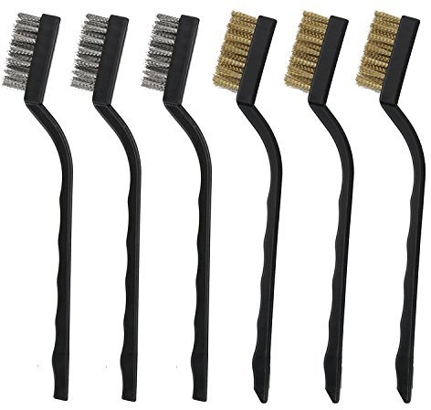 6Pcs Mini Wire Brush with Brass and Stainless for Cleaning Welding Slag and Rush