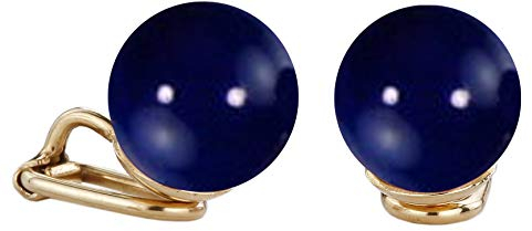 Traveller Ohrclip - Damen - Goldfarben - Perle - 10 mm - Dunkelblau - 22kt vergoldet - 112307